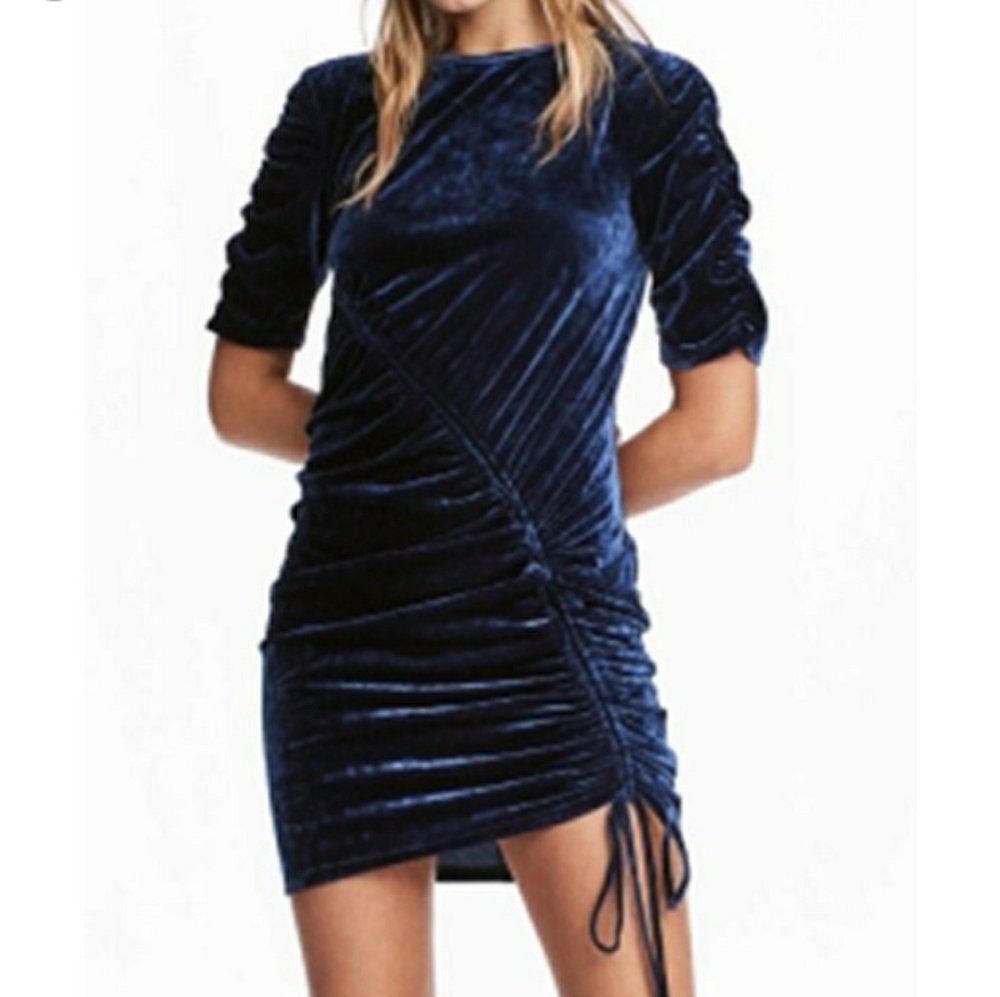 Royal blue crushed velvet dress